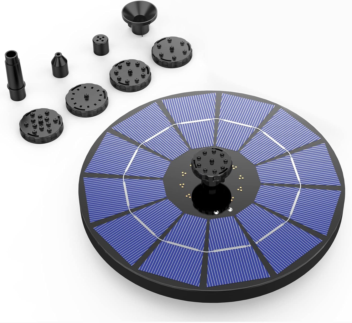 AISITIN 3.5W Solar Fountain Pump Built-in 1500mAh Battery, Bird Bath Fountain with 6 Nozzles, Solar Floating Water Pump for Bird Bath, Fish Tank, Pond, Pool, Garden and Outdoor